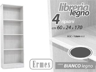 Trade Shop Trade Shop - Libreria Moderna 4 Estantes 170x60x24cm Armario Ermes Madera Blanco 715600