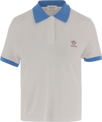 Versace Contrast Collar Cotton Polo Shirt