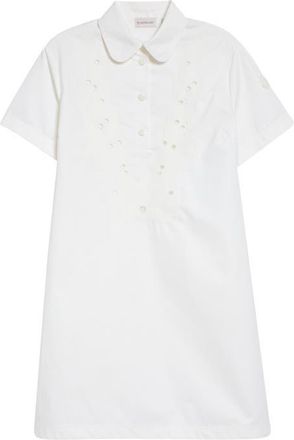 Moncler Eyelet Shift Dress in White at Nordstrom, Size 10 Us