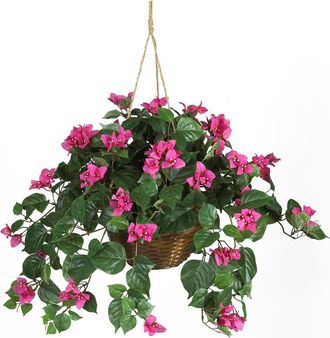 Nearly Natural Bougainvillea Hanging Basket Silk Plant