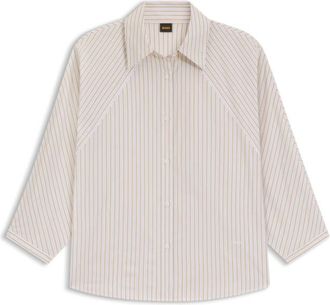 BOSS Relaxed-fit blouse in striped cotton poplin