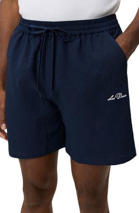 Les Deux Stan Seersucker Swim Shorts in Dark Navy at Nordstrom, Size Xx-Large