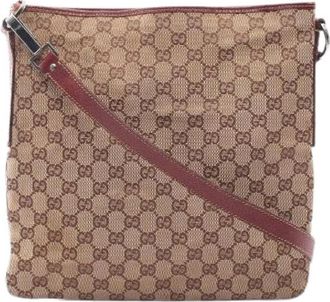 Gucci Pre-owned GG Canvas Leren Schoudertas - Dames - Vintage Schoudertas - Bruin - ONE Size - Leer - Vintage