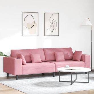 vidaXL Vidaxl - Sof&aacute; De Terciopelo Con Coj&iacute;n Rosa 209 Cm Terciopelo
