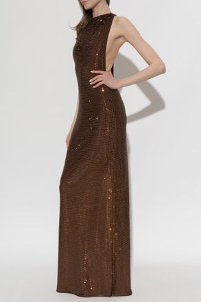 Self Portrait Dress With Shimmering Sequins, Womens, Brown