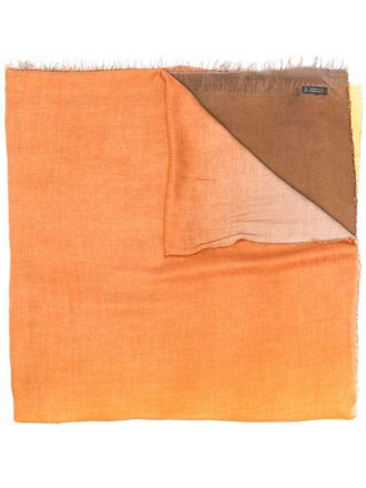 Faliero Sarti colour-block frayed scarf - Orange
