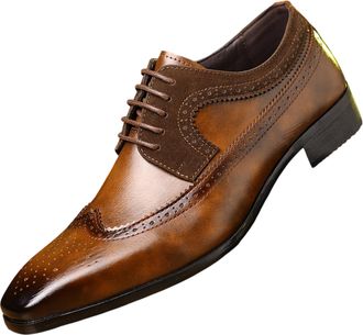 Generic Mens Dress Shoes Wingtip Formal Business Oxford Shoe Brogue Retro Derby Dress Shoes for Men (Dark Brown,11.5)