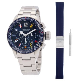 Nautica BFC Chronograph Quartz Blue Dial Mens Watch And Silicone Watch Box Set NAPBFF106