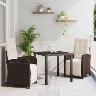 vidaXL Vidaxl - Conjunto De Comedor De Jard&iacute;n 3 Pcs Marr&oacute;n Rat&aacute;n Sint&eacute;tico