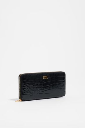 Bimba & Lola Embossed Leather Wallet in Black at Nordstrom