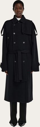 Ferragamo Women Double breasted oversize coat Black