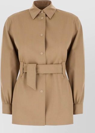 Max Mara wool shirt jacket belted waist long sleeves