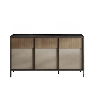 Calicosy Aparador 3 puertas y 2 estantes L156 cm - Efecto Gris y Madera