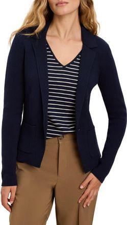 Nic+Zoe Knit Cotton Blend One-Button Blazer in Dark Indigo at Nordstrom, Size Xx-Large