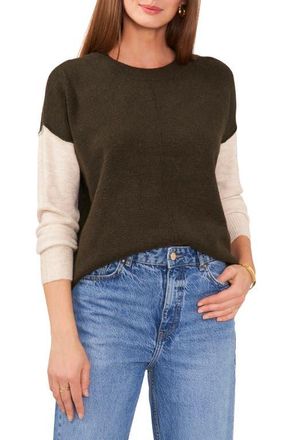 Vince Camuto Colorblock Sweater in Dark Olive at Nordstrom, Size X-Small