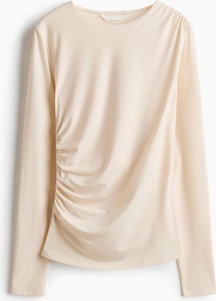 H&M Drapiertes Jerseyshirt - Beige