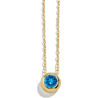 BaubleBar 18k Gold Plated Birthstone Pendant Necklace in Dark Blue at Nordstrom