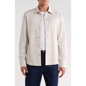 Robert Barakett Upton Plaid Double Knit Overshirt in Moonstone at Nordstrom, Size Xx-Large