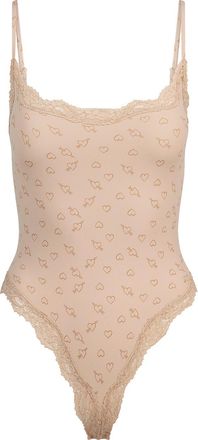 SKIMS Printed Lace-trim Stretch-jersey Bodysuit - Multicoloured - L (UK16-18)