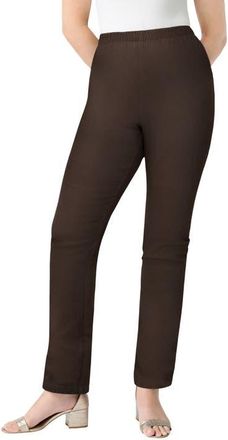 Roaman's Plus Size Comfort Stretch Straight Leg Jean in Chocolate at Nordstrom, Size 14