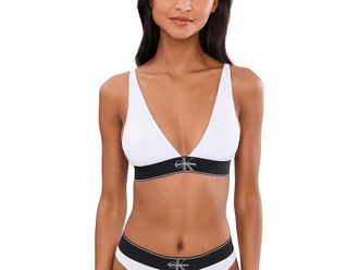 Calvin Klein Underwear Graphic Lightly Lined Triangle Bralette Womens Bra White : LG (Womens 12-14)