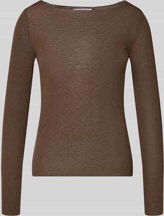 Zabaione Longsleeve aus Viskose-Mix mit Kaschmir-Anteil in Dunkelbraun, Gr&ouml;&szlig;e XXL