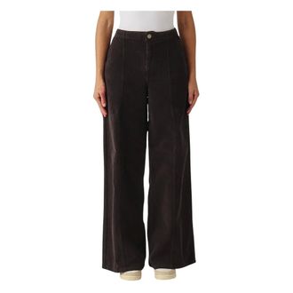 Twinset Broeken, Dames, Bruin, M, Katoen, Wijde Corduroy Broek