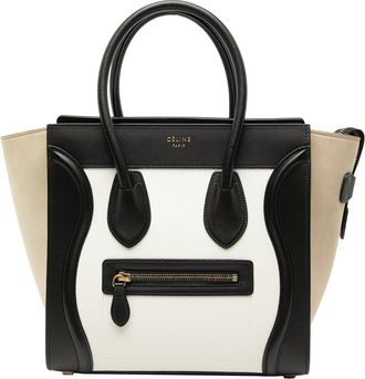 Celine Pre-owned Womens Micro Tricolor Leather Luggage Tote - White - One Size