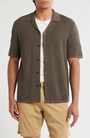 Rag & Bone Lewis Cotton Knit Camp Shirt in Dark Brown at Nordstrom Rack, Size X-Large