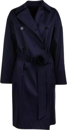 Max Mara Belted Coats, female, Blue, Size: XS Elegant Blue Trench Coat