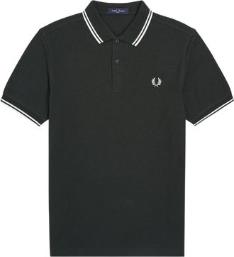 Fred Perry Groen poloshirt met dubbele streep - Heren - Polos - Groen - M - Katoen - Tops