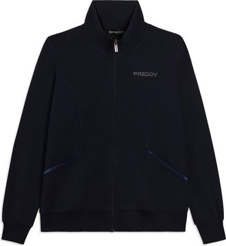 Freddy Felpa con Zip e Collo Alto in Jersey Elasticizzato