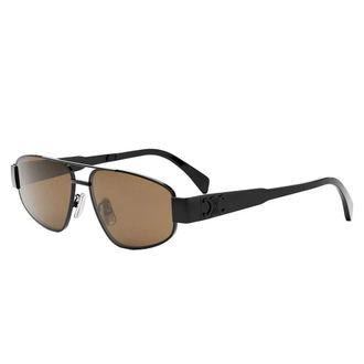 Celine Sunglasses, unisex, Black, 57 MM, Brown Lens Black Frame Sunglasses