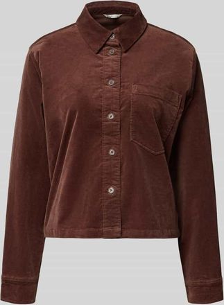 Tom Tailor Denim Regular Fit Samthemd aus Baumwoll-Mix in Schoko, Gr&ouml;&szlig;e XS