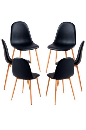 Regalos Miguel Packs Sillas Comedor - Pack 6 Sillas Teok Polipiel - Negro