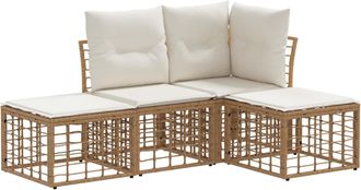 vidaXL Conjunto De Sof&aacute;s De Exterior Natural Poli&eacute;ster Vidaxl
