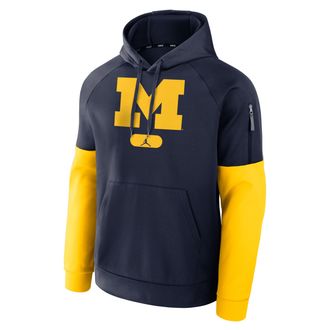 Nike Jordan Mens Michigan Wolverines Fitness Mens Jordan Brand Therma College Pullover Hoodie in Blue | 0JV6CNAMMWN-6ZS