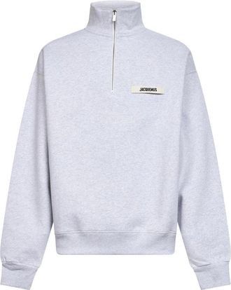 Jacquemus Gros Grain Sweatshirt met Rolkraag en Rits - Heren - Vesten met rits - Grijs - XL - Katoen - Hoodies & sweatvesten