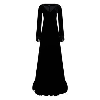 Alberta Ferretti Kleedjes, Dames, Zwart, S, Lange jurk met wijde rok