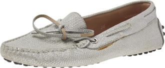 Tod's Tods Silver Glitter Slip On Loafers