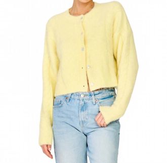 Line & Dot Buttercup Cardigan Top In Light Yellow