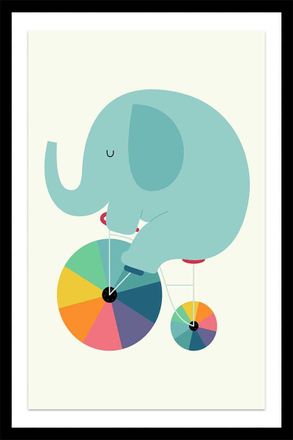 HEXOA Póster de círculo de elefante con marco negro 40x60cm