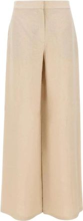 Max Mara Tapioca Broeken - Dames - Wijde Broeken - Beige - L - Leer - Broeken