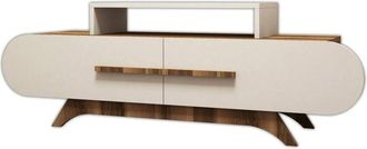 Dmora Dmora - Mueble De Televisi&oacute;n Praesepem, Aparador De Sal&oacute;n, Mueble Bajo Para Tv, Base De Pared Equipada, 145x37 H50 Cm, Nogal Y Amarillo