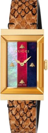 Gucci Womens YA147402 G-Frame Ladies Stylish Watch - Multicolour Leather - One Size