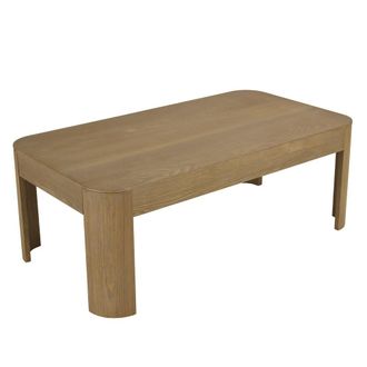 Macabane Mesa de centro rectangular l122 color natural, dise&ntilde;o redondeado