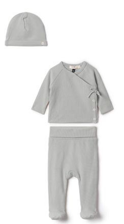Fragile Boy Ribbed Wrap Long Sleeve Top, Leggings and Hat Set in Seafoam at Nordstrom, Size 12M