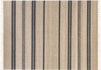 Beliani Beliani - Alfombra De Yute Beige Claro Natural Gris Grafito 160 X 230 Cm A Rayas Borlas Talpur