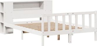 vidaXL Bookcase Bed without Mattress White 135x190 cm Double Solid Wood Pine vidaXL