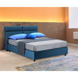 Dmora Cama Doble Alcatron, Desenfundable, Fabricada En Italia, Azul